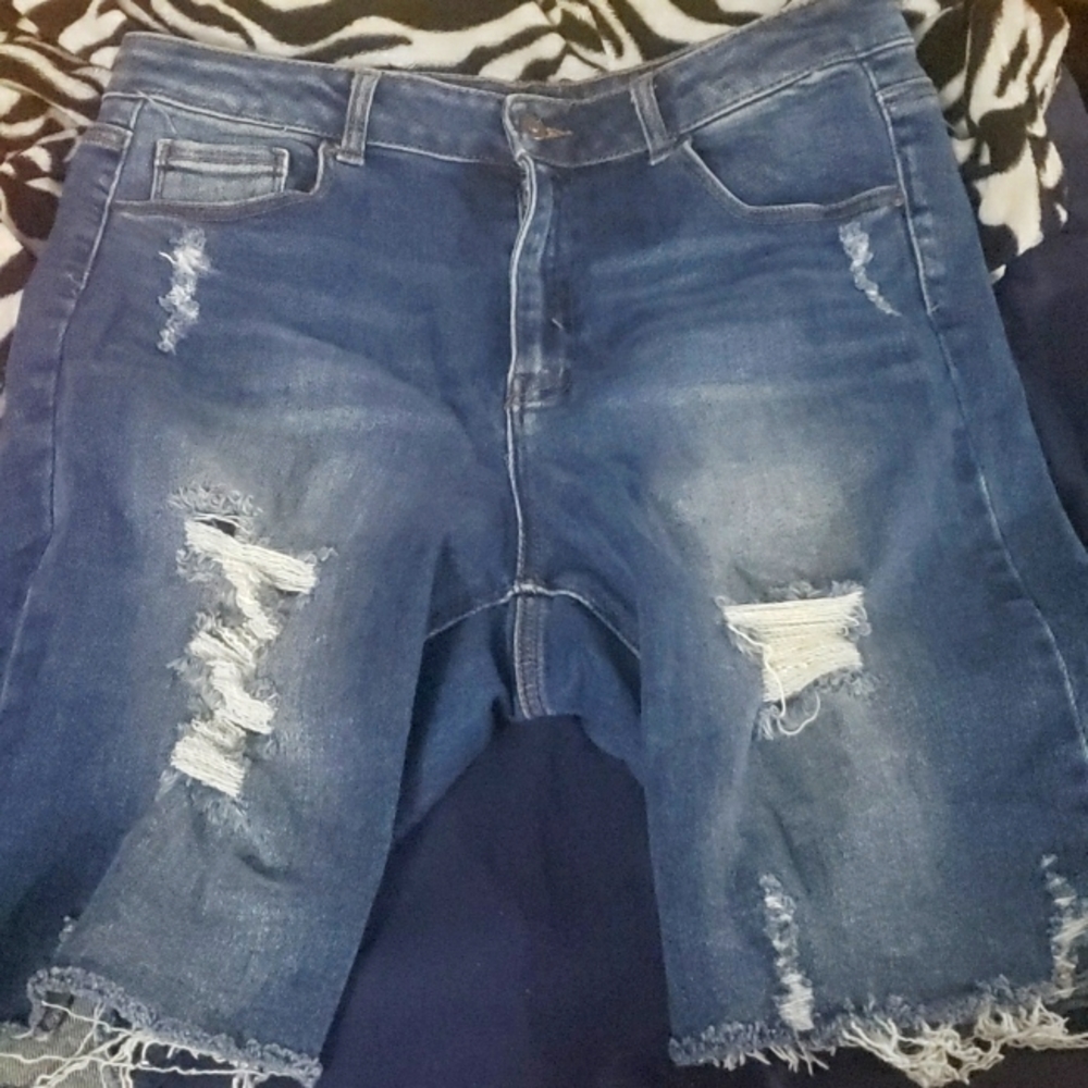 Denim plus size Bermuda short